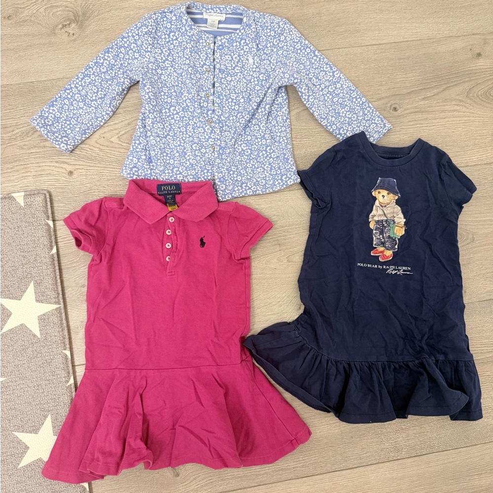 Polo by Ralph Lauren Kids bundle 2 dresses and 1 reversible cardigan
